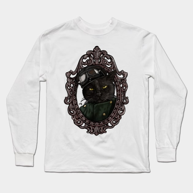 Cat Cameo: Louie, The Chauffeur Long Sleeve T-Shirt by FreyStrandDraws